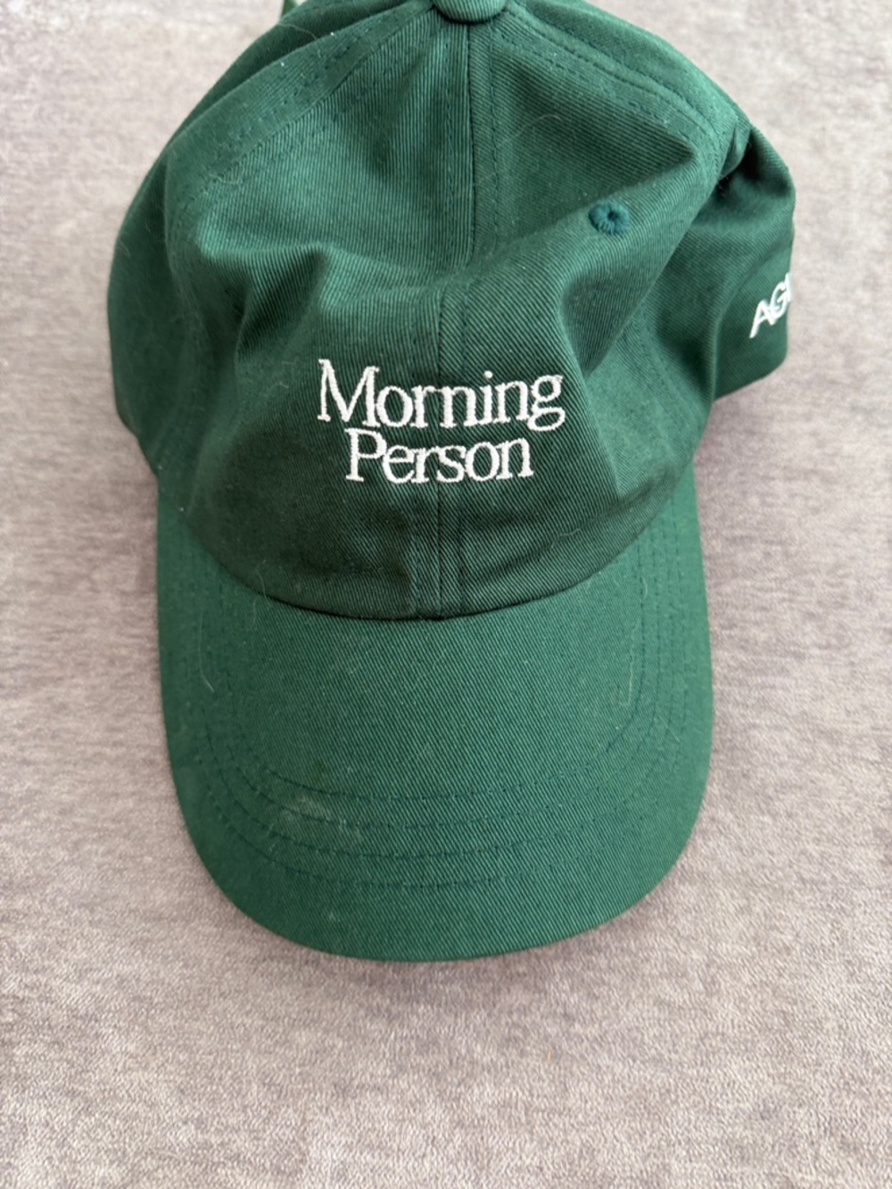 AG Adriano Goldschmied Green "Morning Person" Baseball Cap